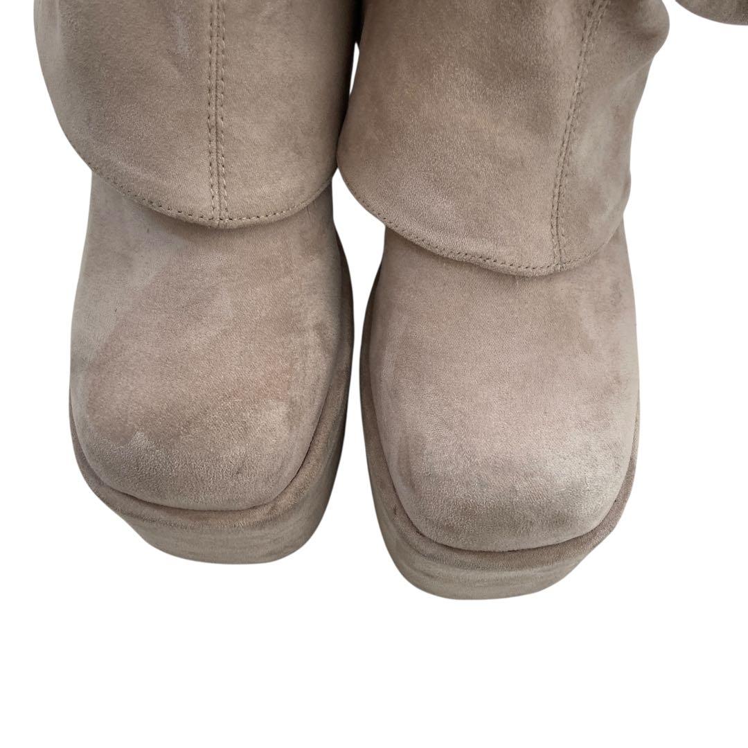 エモダ/ルーズフレアカバーフィットブーツ/ロングブーツ/アイボリー/24.5/L