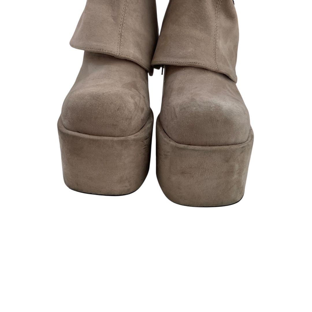 エモダ/ルーズフレアカバーフィットブーツ/ロングブーツ/アイボリー/24.5/L