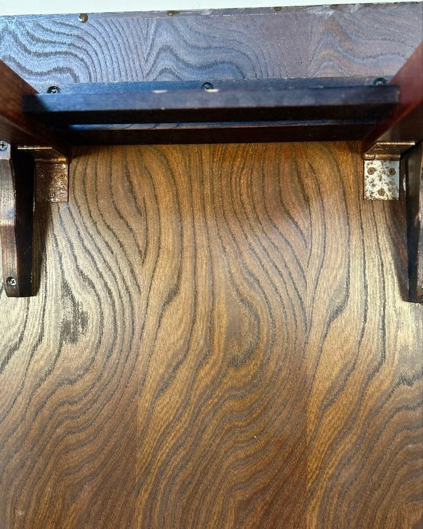 昭和中期 昭和レトロ ちゃぶ台 文机 木製 古家具 折りたたみ スプリング構造