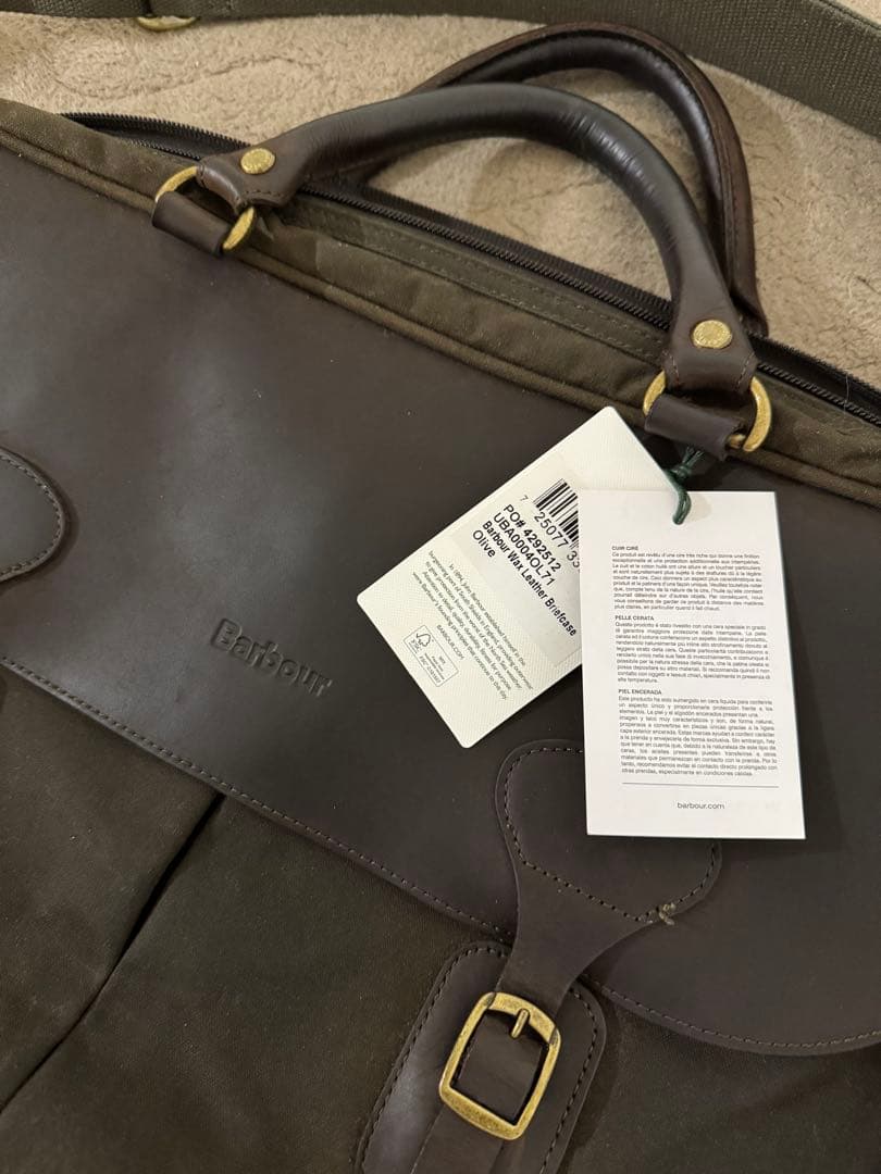 バッグ Barbour Wax Leather Briefcase