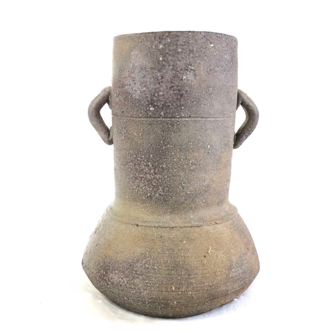 備前焼 窯変耳付花入 小西陶蔵作 花器 花瓶 供箱付 AB7