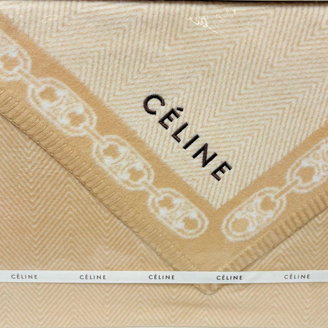 CELINE セリーヌ　綿毛布　マカダムロゴチェーン　ベージュ