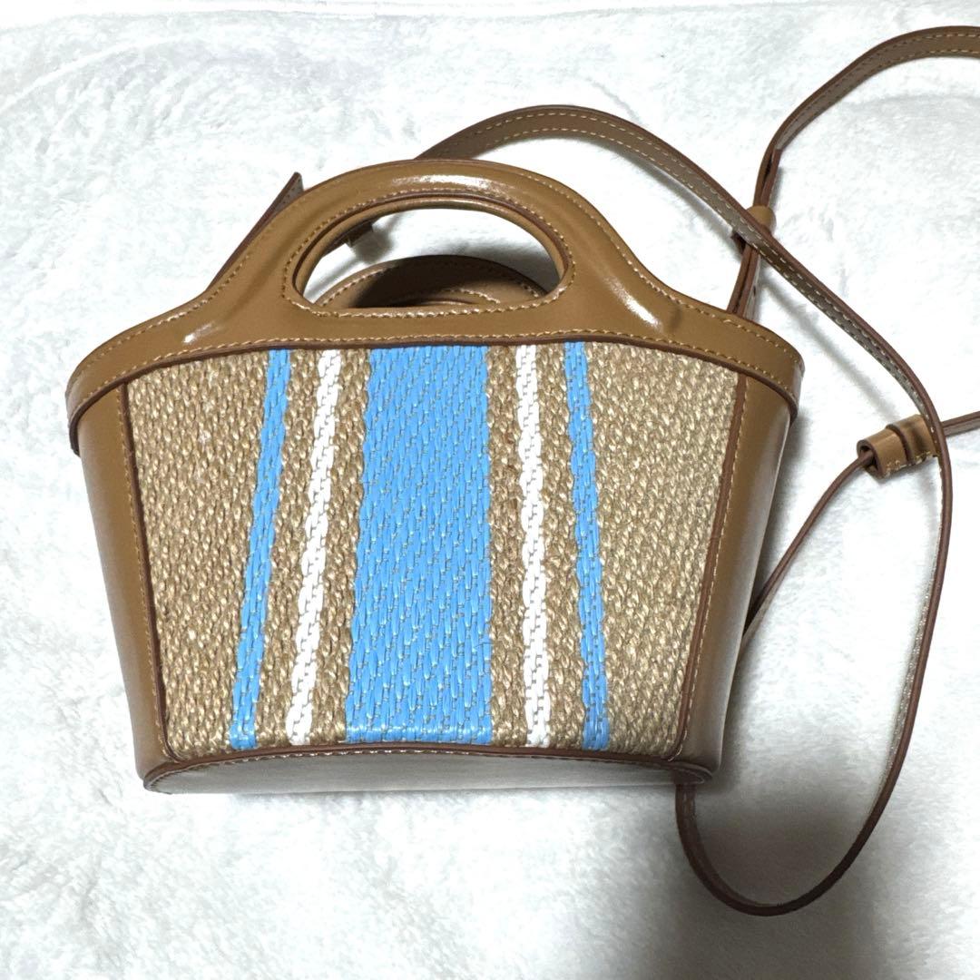 MARNI ロゴ入りかごバッグ　ライトブルー　美品