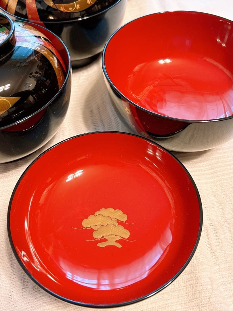 高級輪島塗　熨斗蒔絵　煮物椀五客