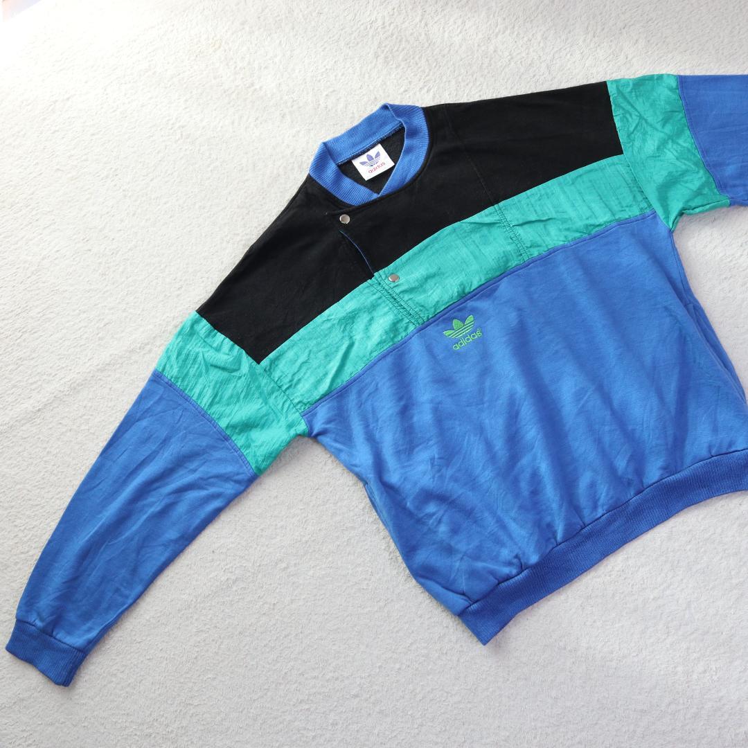 にょろ様　80s 90s adidas トレフォイル 刺繍スウェット L相当 ヴ