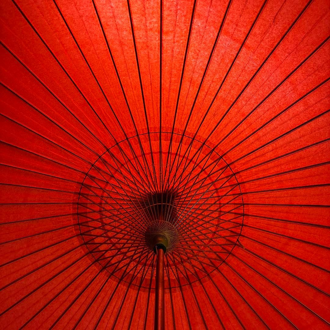 赤い和紙傘 羽二重傘　蛇の目傘　日本傘　0120o76