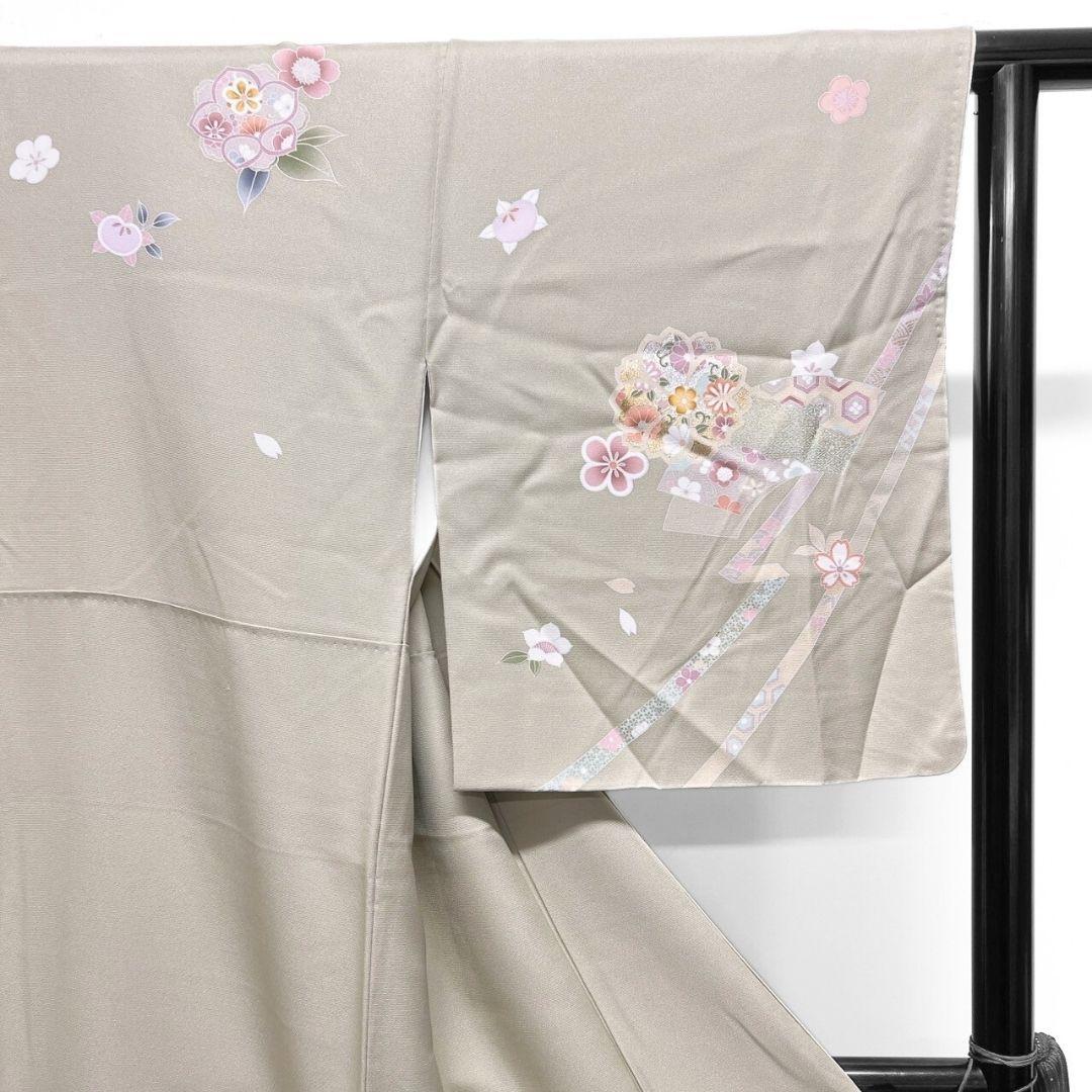 京友禅　金駒刺繍　金彩　桜花　熨斗　花模様　訪問着　着物　101a p