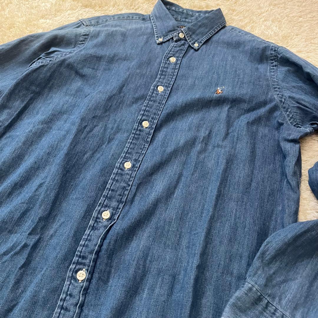 【美品】近年モデル ポロラルフローレン ダンガリーデニムシャツ マルチポニー