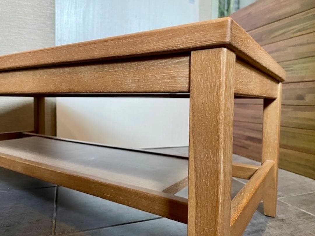 展示品■天然木オーク材 無垢リビングローテーブル/センターテーブル/テレビボード