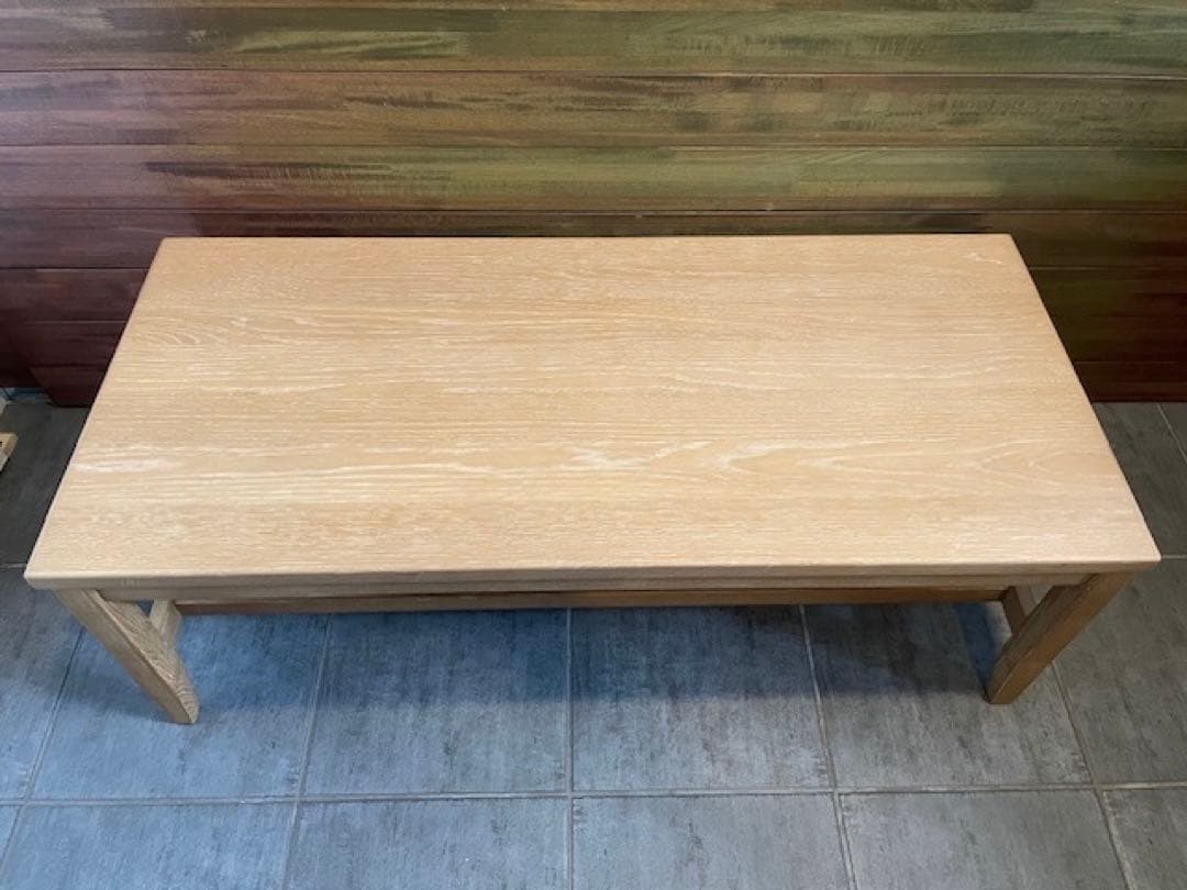 展示品■天然木オーク材 無垢リビングローテーブル/センターテーブル/テレビボード
