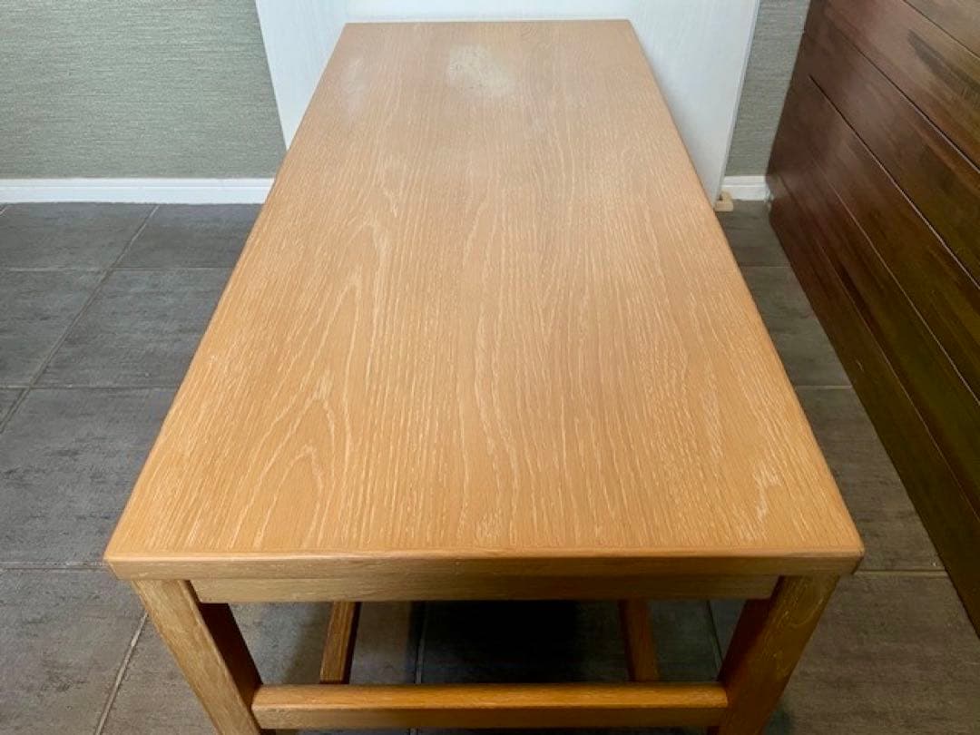 展示品■天然木オーク材 無垢リビングローテーブル/センターテーブル/テレビボード