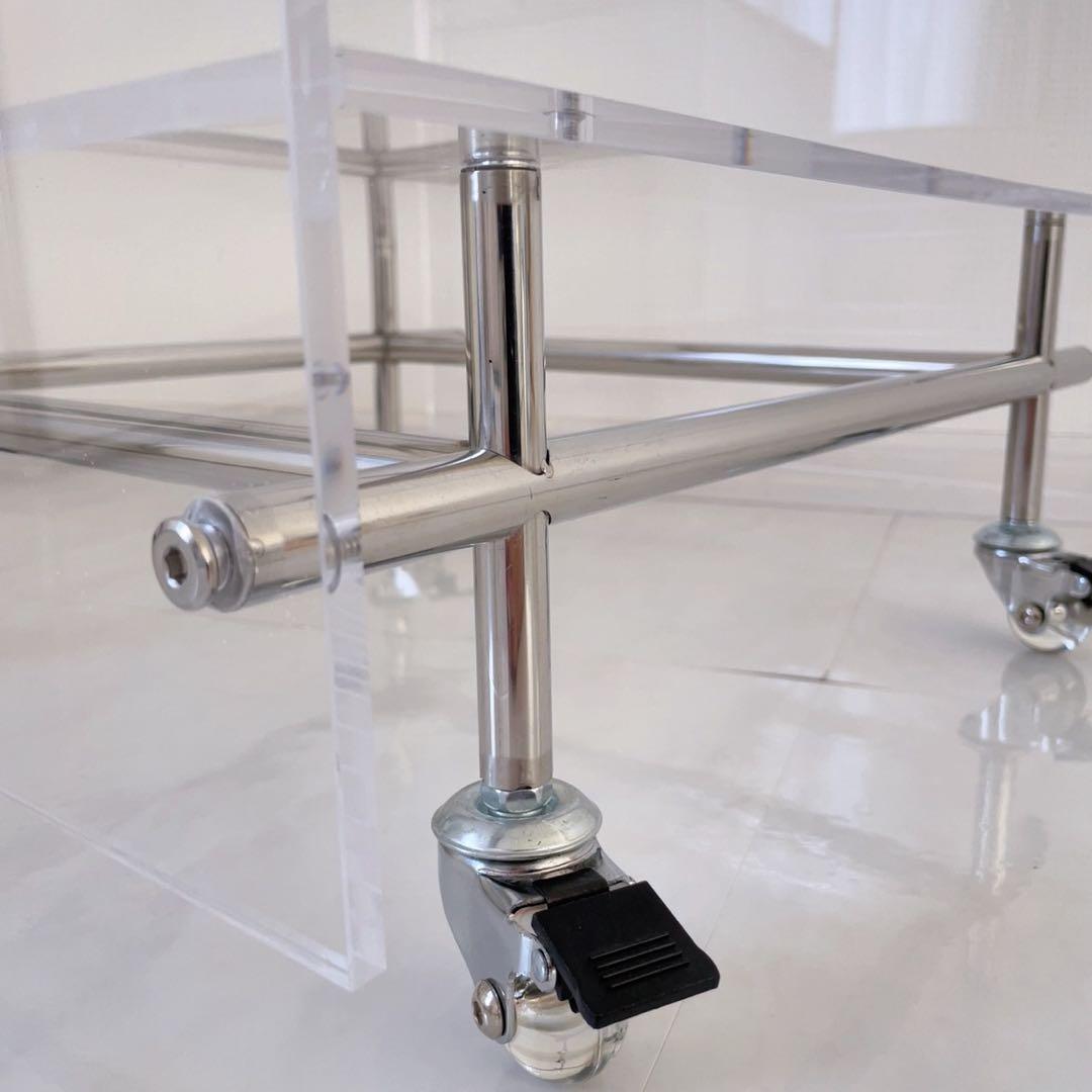 アクリルコーヒーテーブル　サイドテーブル　キャスター付き　モジュール家具 収納