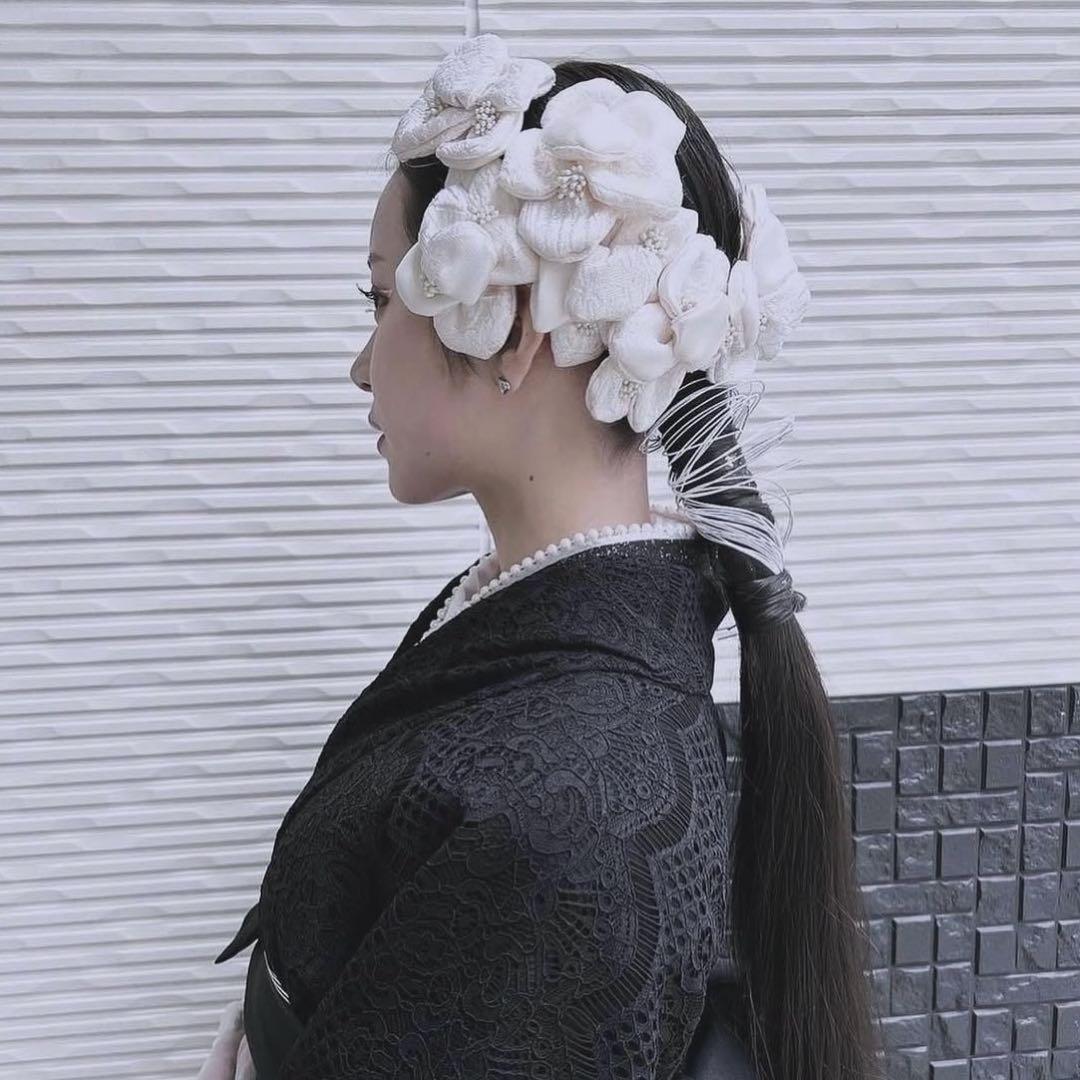 シルクの白無垢の髪飾り ヘアアクセサリーセット