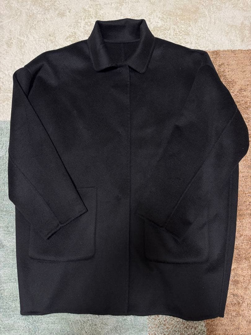 かぐれ　ウールステンカラーショートコート　ブラック