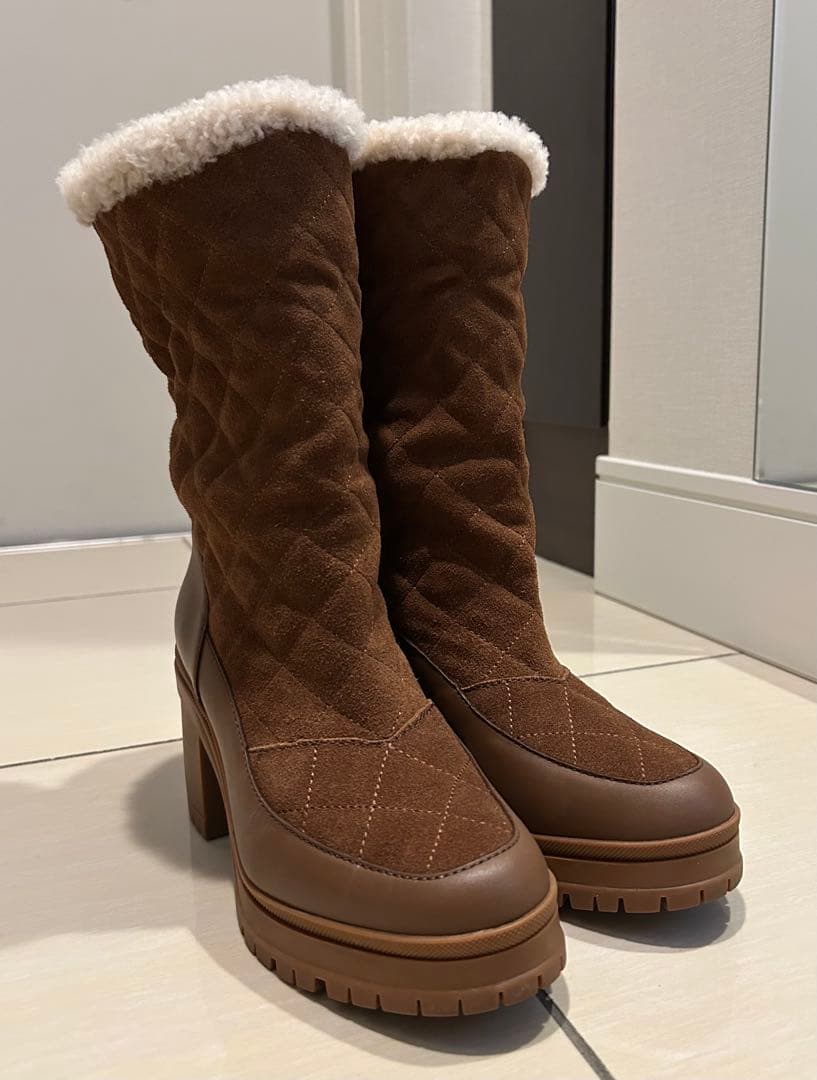 大幅値下げ！ラルフローレン スエードキルティングブーツ 60mmヒール美品！