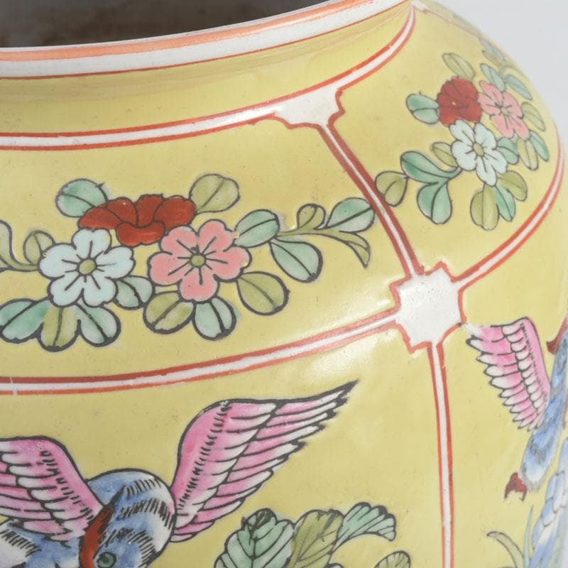 中国　粉彩　花草鳥文瓶　花瓶　V　9820A