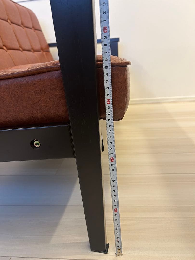 【送料込み】2人掛け ソファー 合皮 レザー調 ブラウン