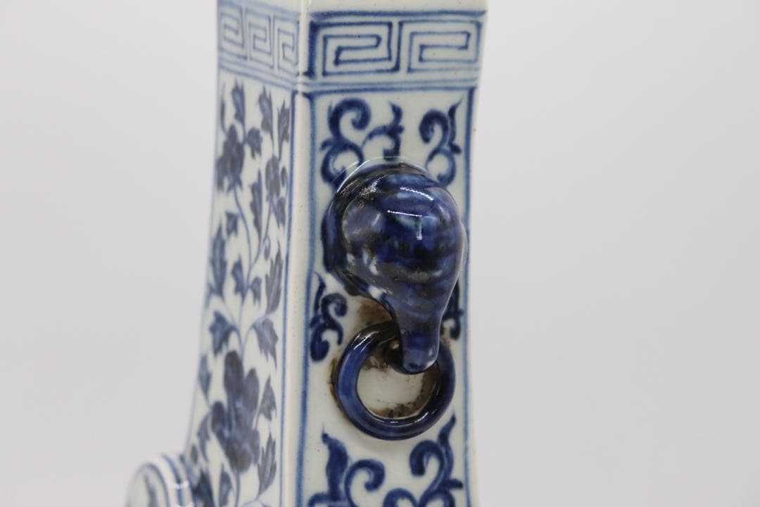 中国　大明宣徳年製銘　龍鳳紋瓶　送料込み0716