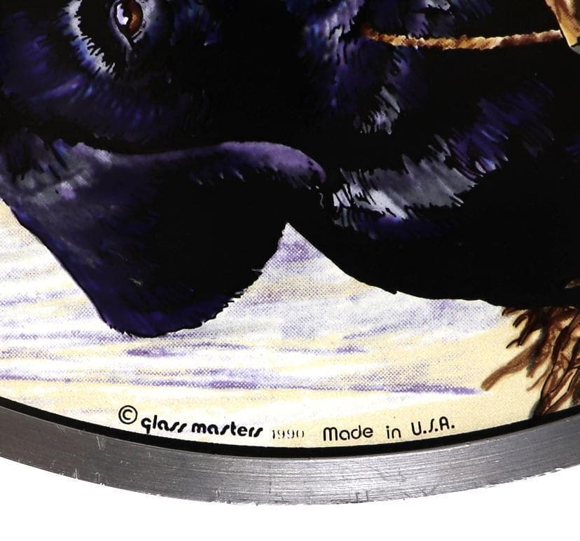 大型 フィリップ・クロウ ヴィンテージ ステンドグラス ラブラドールとダック 犬