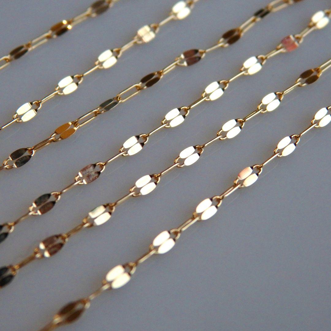 クロミカ　k18アンクレット　ペタルチェーン　1.4㎜幅　つけっぱなし