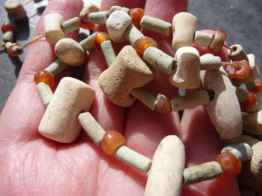 【年末セール】古代　ファイアンスビーズ　オリジナル　ネックレス連