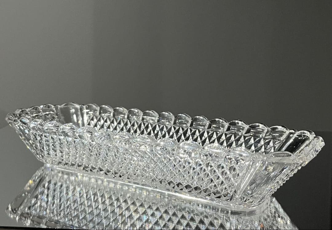 Baccarat バカラ/※19世紀 刻印有　ディアマンビゾー　長皿　トレイ