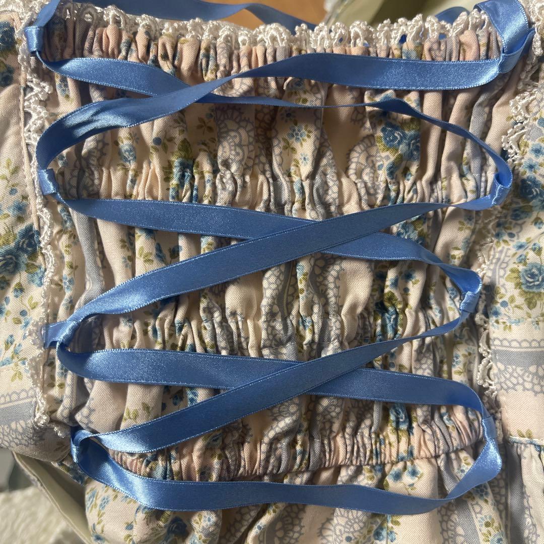 Angelic Pretty 青×白 小花柄 フラワープリント JSK