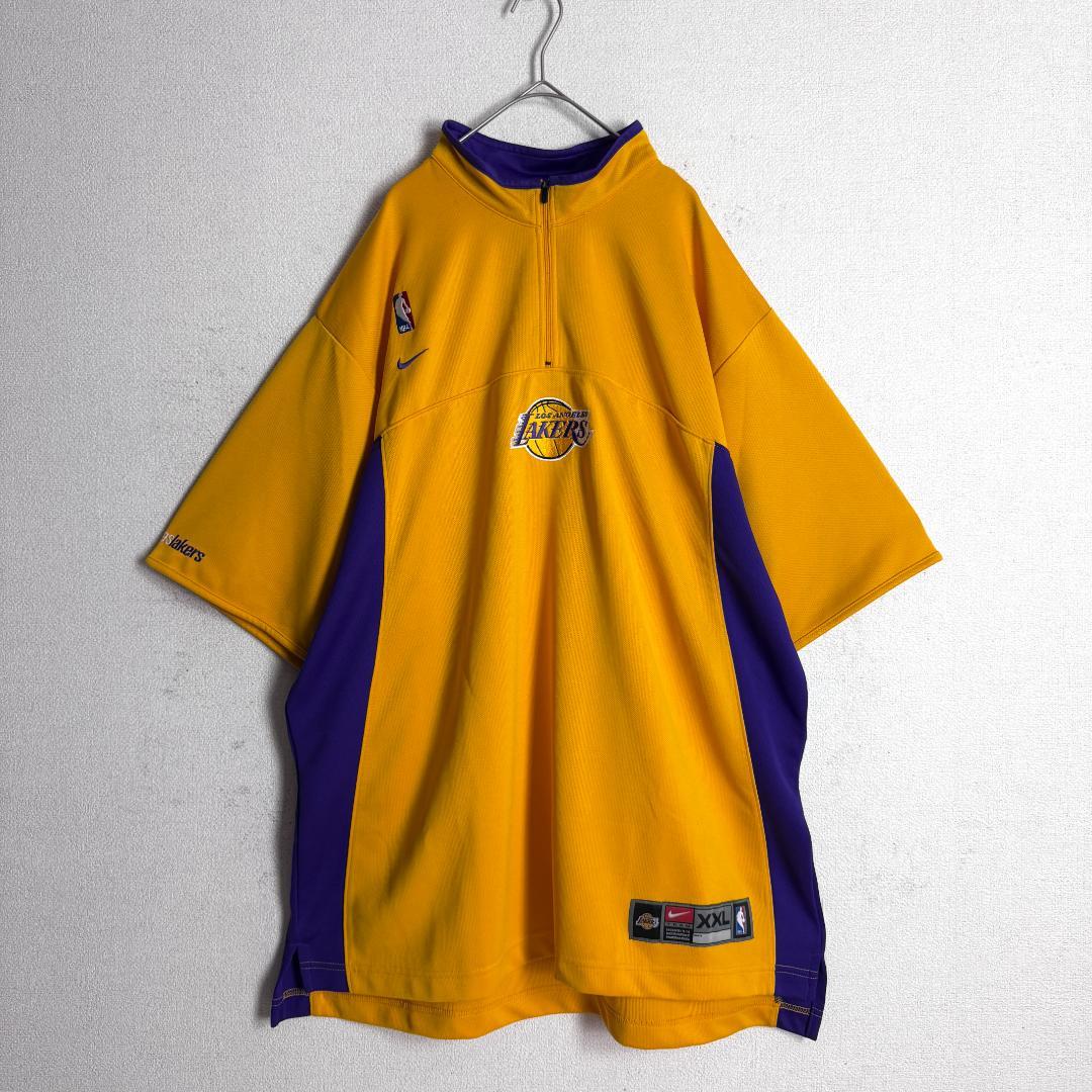 【海外限定☆2XLサイズ☆レイカーズ】ナイキ NBA刺繍ウォームアップTシャツ
