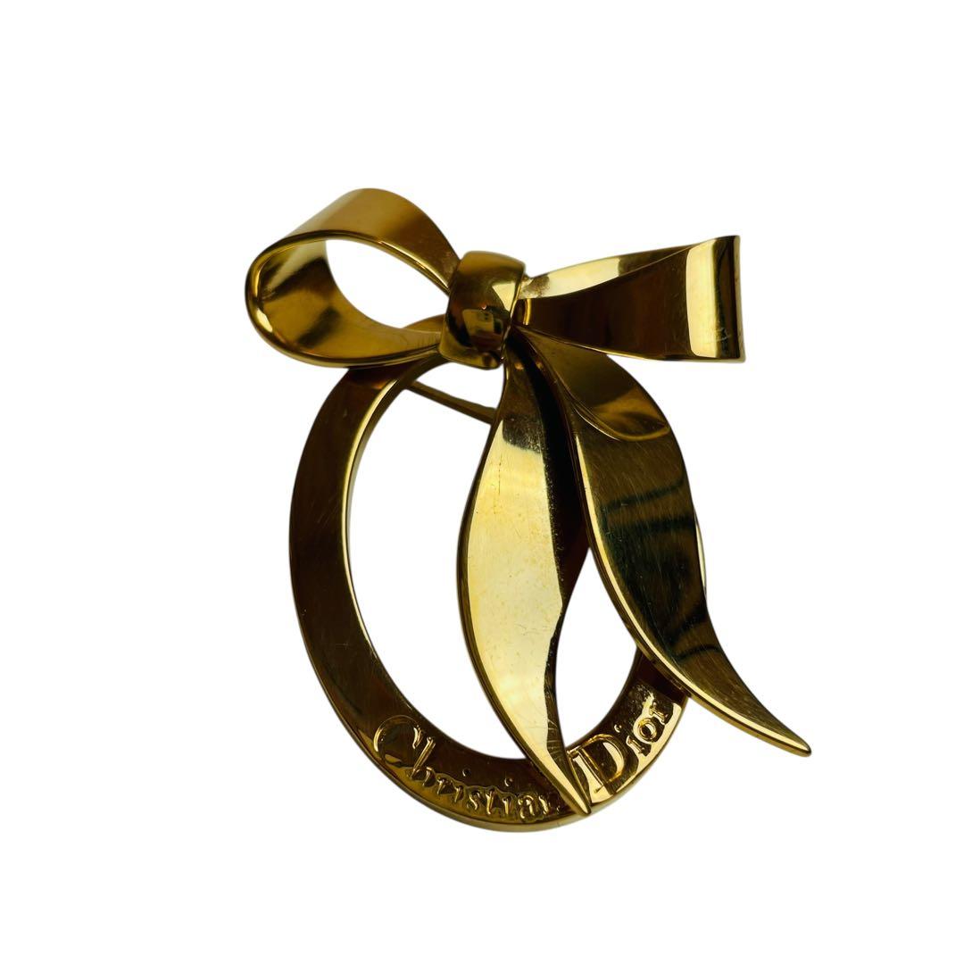 クリスチャンディオール Christian Dior ロゴ リボン ブローチ