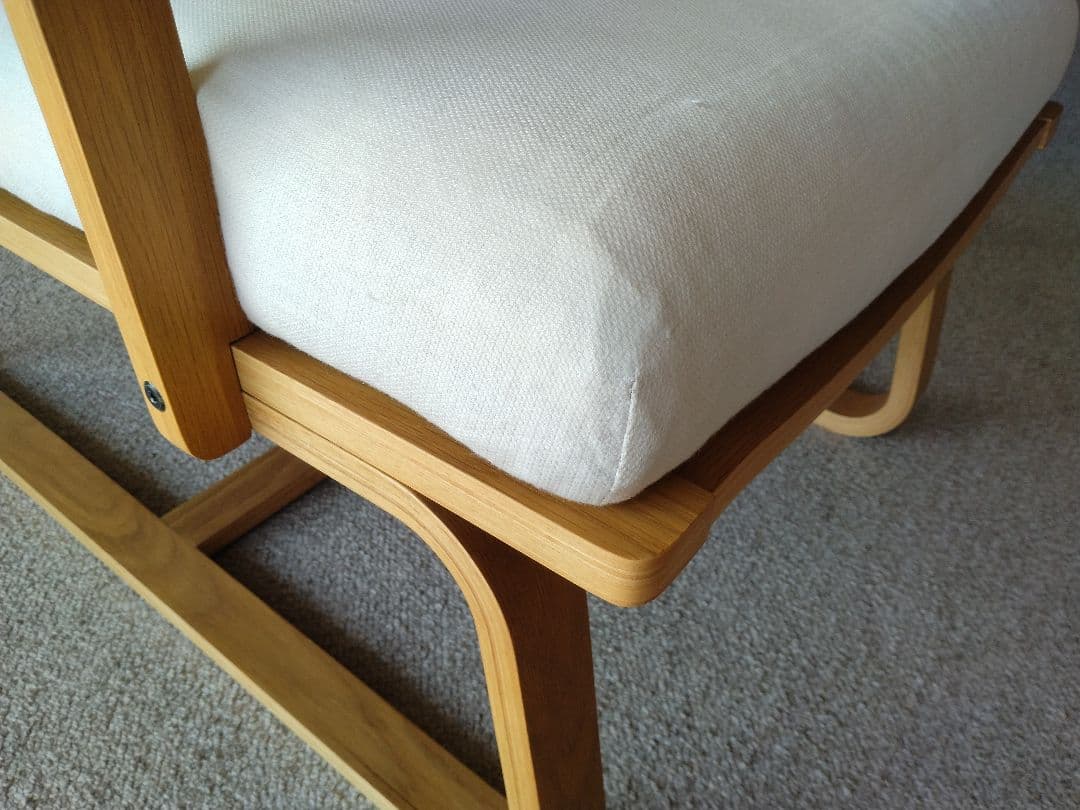 【美品】MUJI無印良品 ダイニングソファチェアオーク材/リビングでもつかえる①