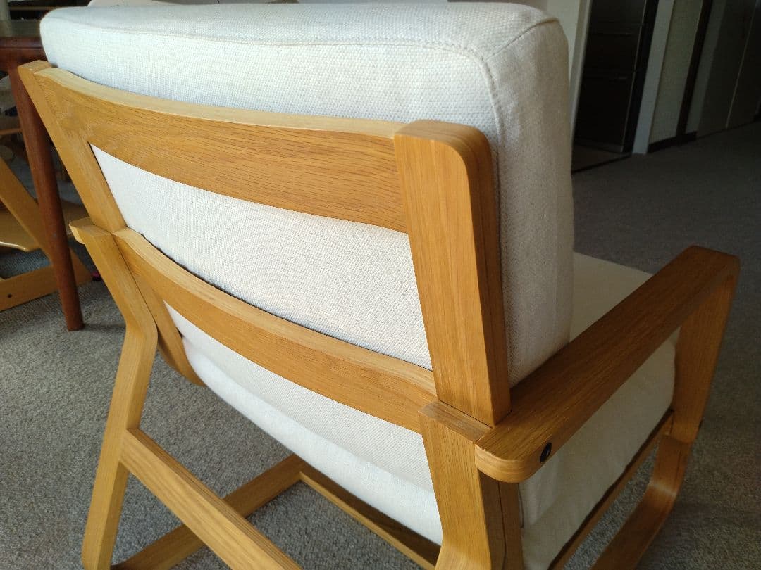 【美品】MUJI無印良品 ダイニングソファチェアオーク材/リビングでもつかえる①