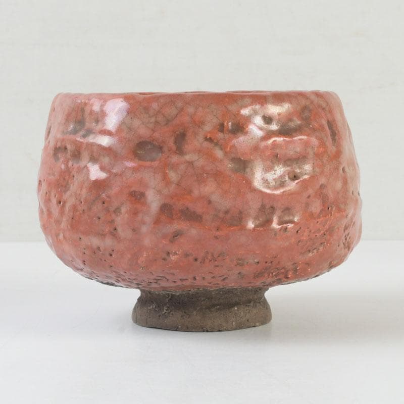 茶道具　芳幽軒　加藤石春作　立田錦　赤楽茶碗　共箱　V　9791