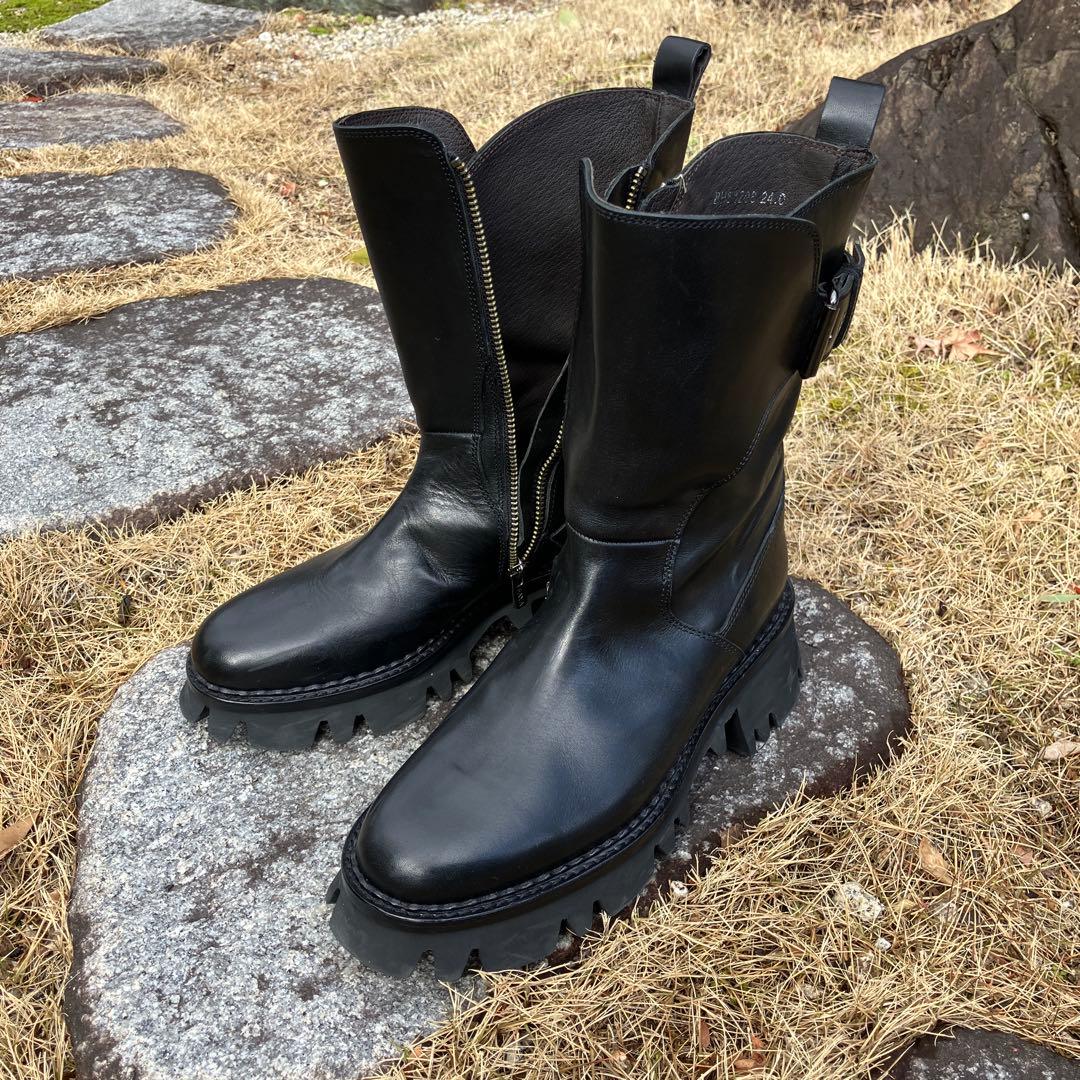 SAYA 本革ブラックエンジニアブーツ 24