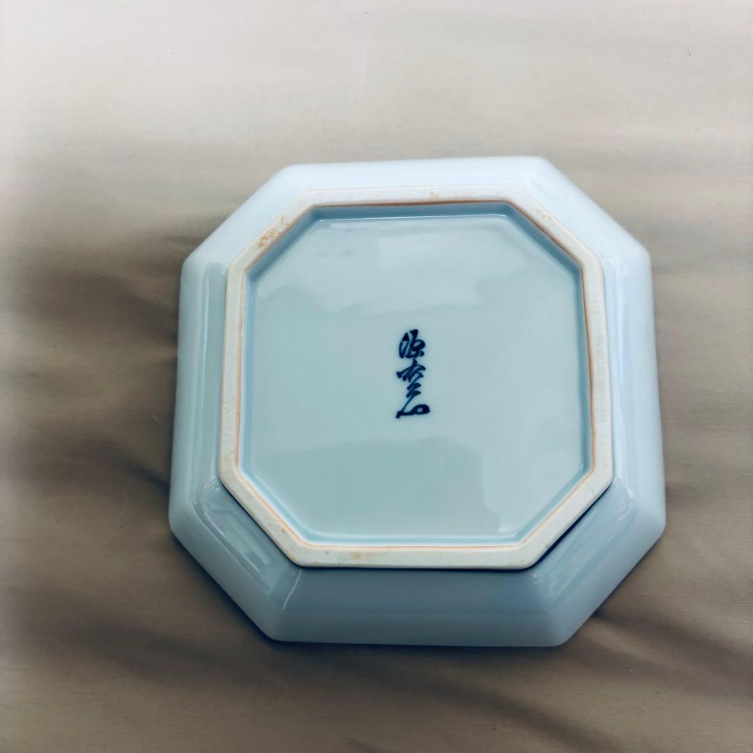 古伊万里 源右衛門作 染付 吹墨 魚図　銘々皿 5枚 有田焼