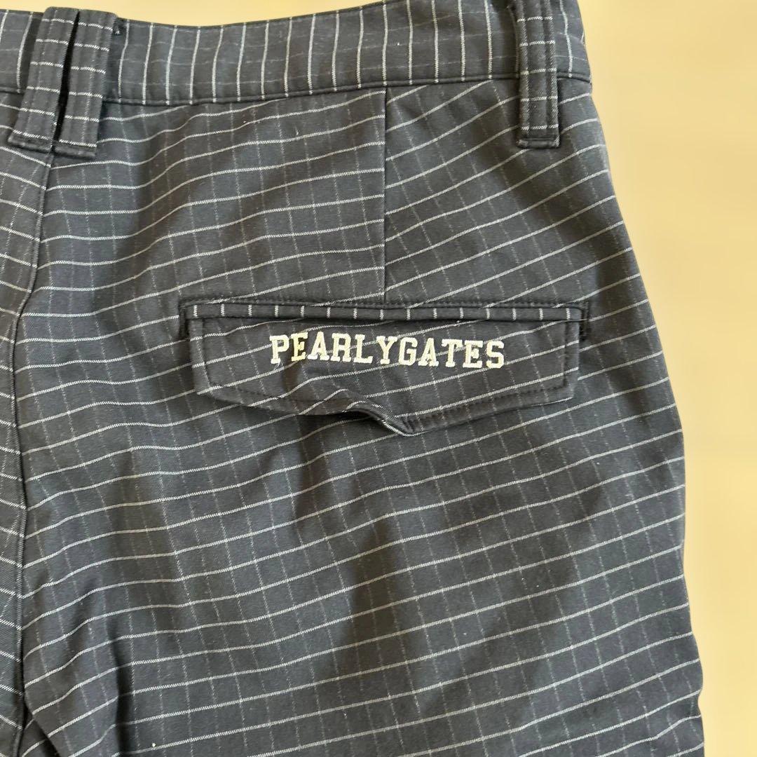 パーリーゲイツ　ネイビー チェック パンツ PGのロゴ