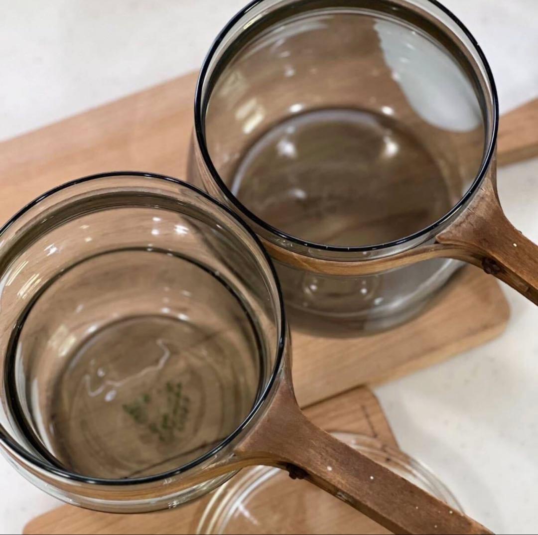 激レア　戦時中モデル old pyrex ダブルボイラー　ウッドハンドル