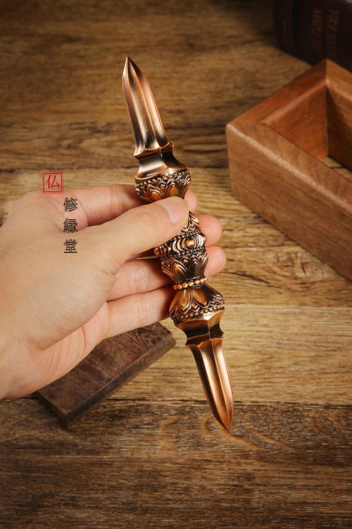 【修縁堂】寺院用仏具赤銅色五大明王金剛盤 金剛五鈷杵 三鈷杵 独鈷杵 五点セット