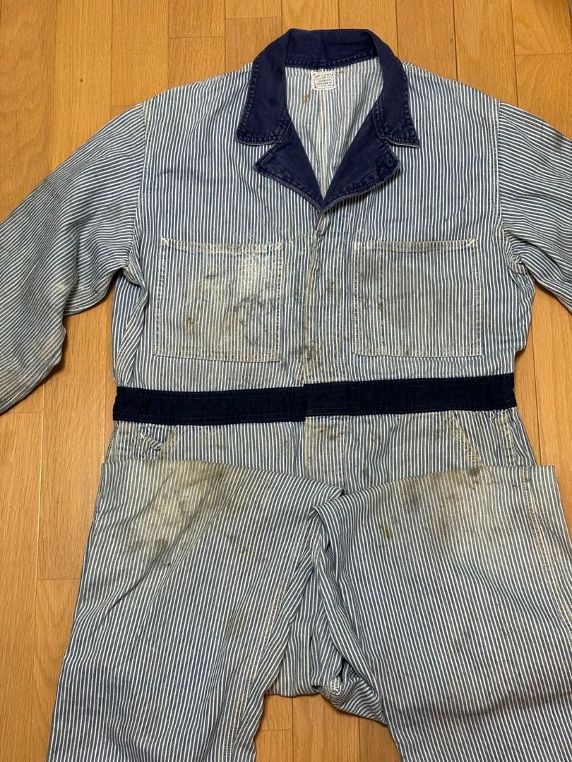 グ*ン様 超希少！1950sヴィンテージオールインワン　ヒッコリーつなぎ
