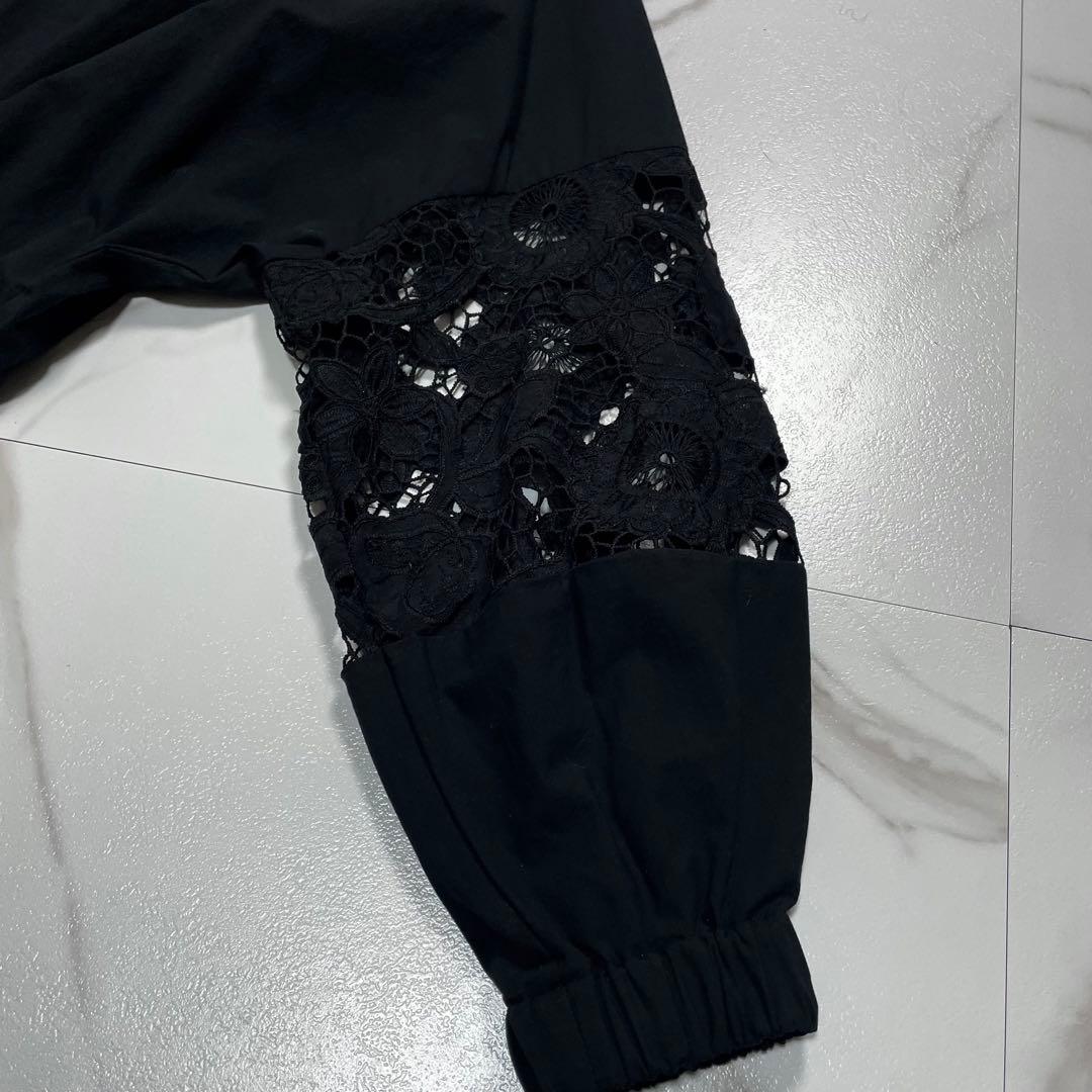 新品タグ付✨BEARDSLEY ビアズリー 袖レースシャツ ブラウス ブラック