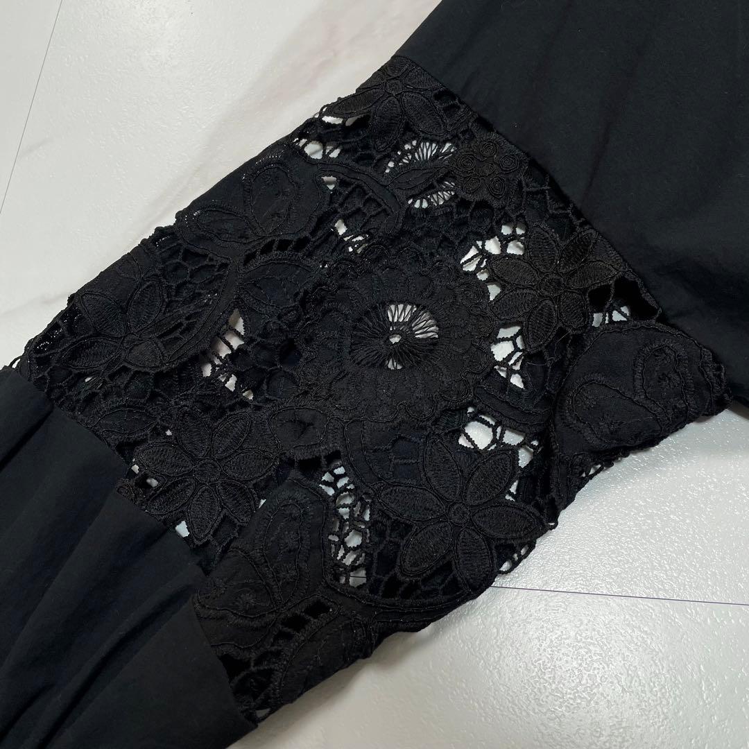 新品タグ付✨BEARDSLEY ビアズリー 袖レースシャツ ブラウス ブラック