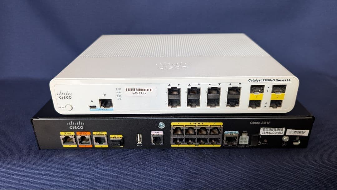 【CCNA、CCNP】CISCO C891F、C2960　静音タイプ　２台セット