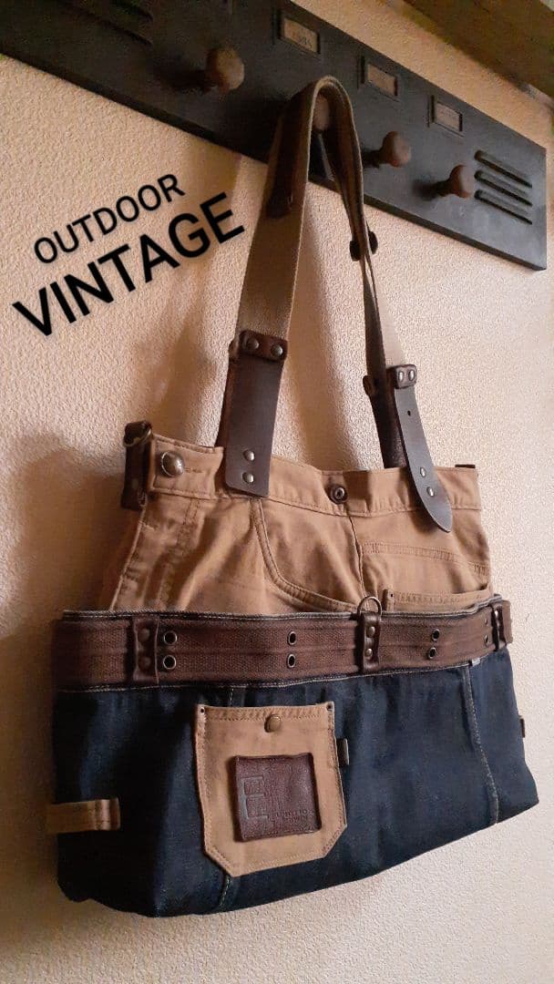 デニムリメイク★★★OUOUTDOOR VINTAGE 肩掛けトート&腰袋付き