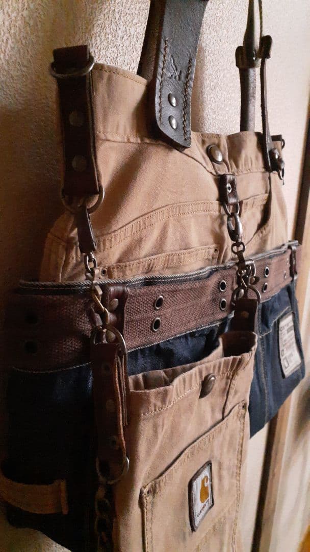 デニムリメイク★★★OUOUTDOOR VINTAGE 肩掛けトート&腰袋付き