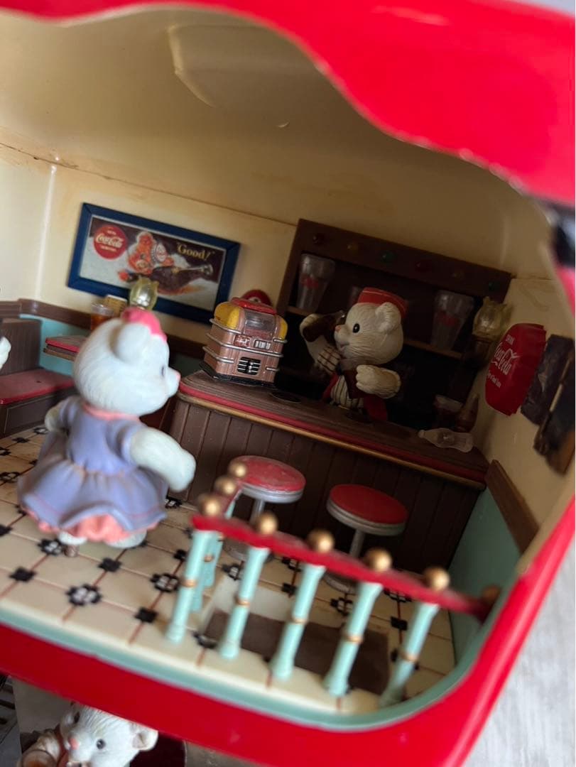 アメリカビンテージ光って動くコカコーラソーダショップミュージックボックス1991