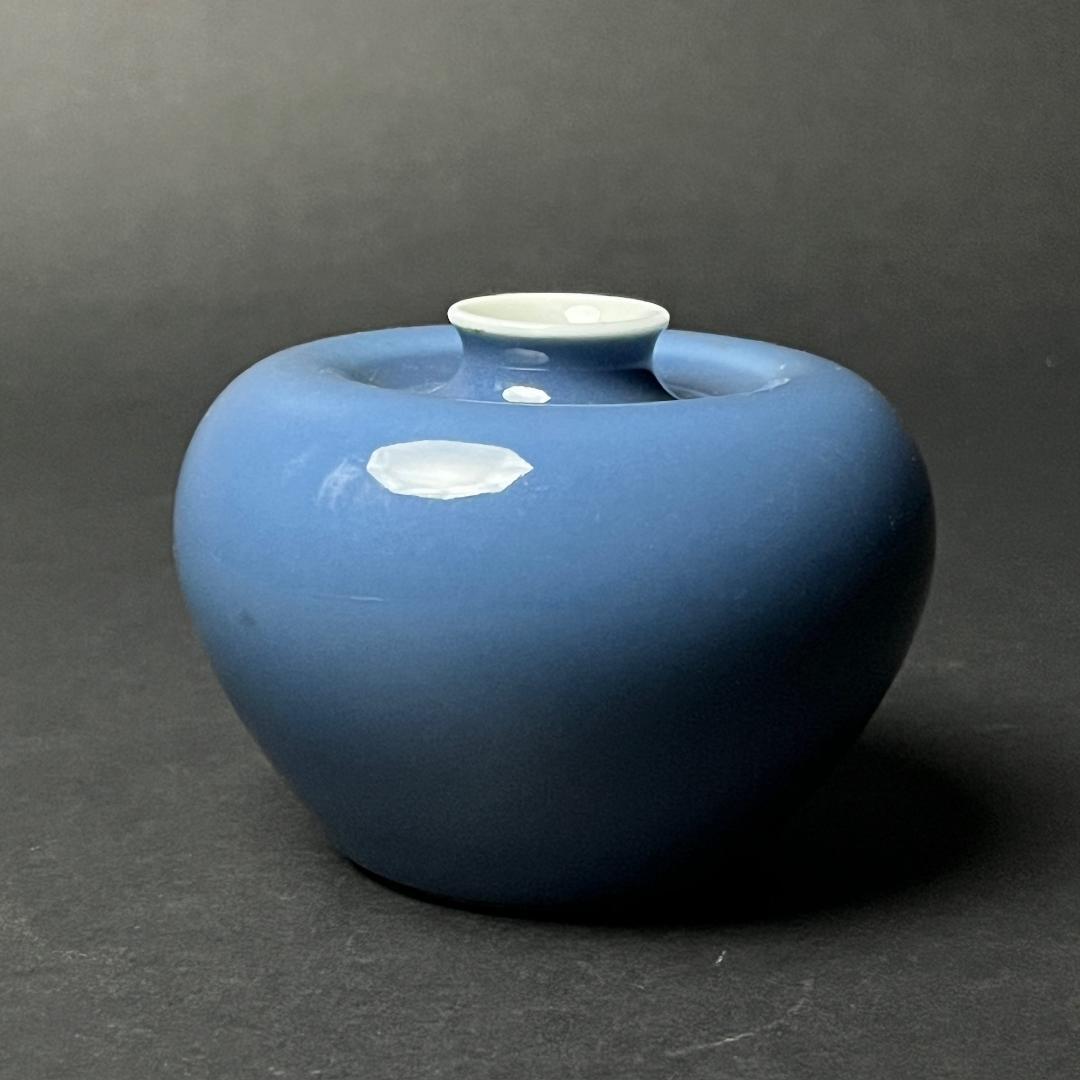 天藍釉蘋果尊 大清康熙年製 六字三行楷書款 古玩 中国美術 唐物 擺件 SN23