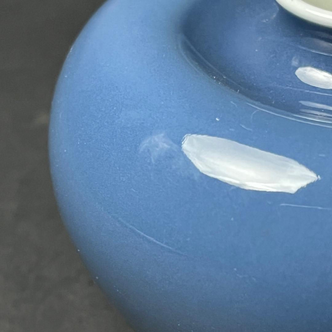 天藍釉蘋果尊 大清康熙年製 六字三行楷書款 古玩 中国美術 唐物 擺件 SN23