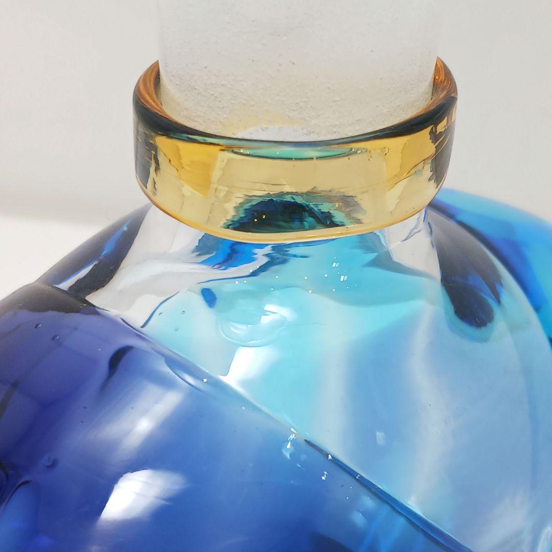 Y2293-62 津軽びいどろ 秋村実 色ガラス デキャンタ 飾瓶　#1