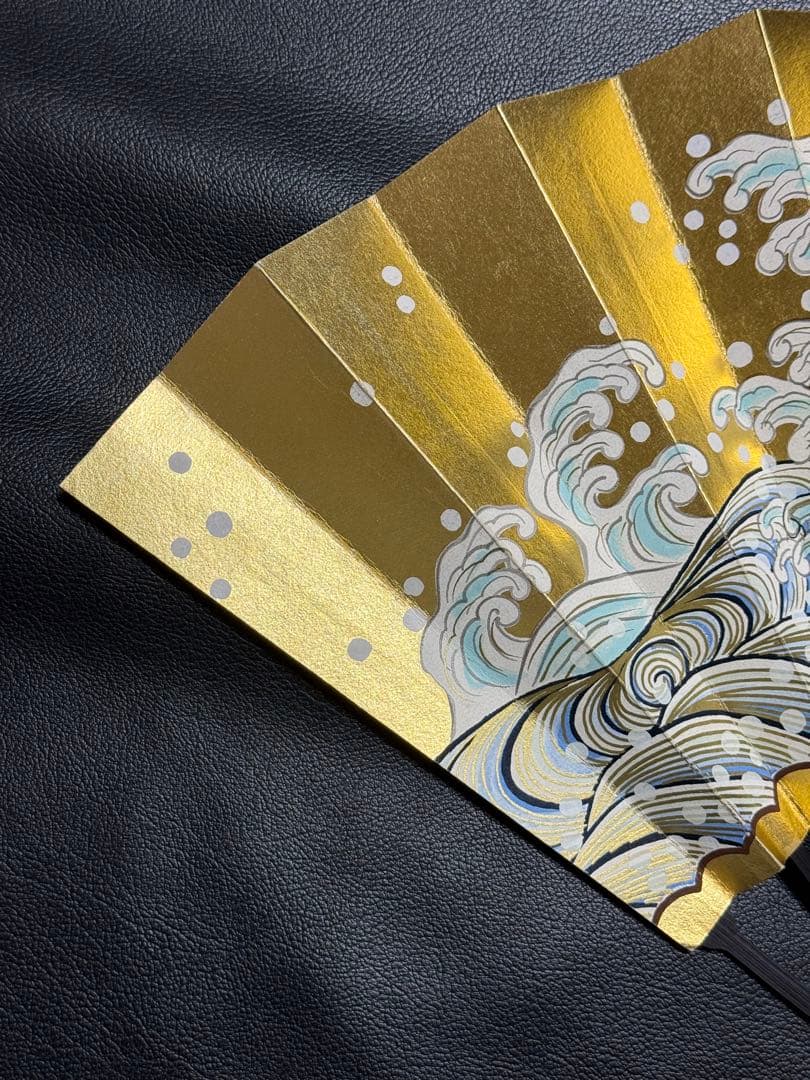 扇子　33cm 十松屋福井扇舗　波濤日輪図　負修羅扇　桐箱　仕舞扇　能楽　着物