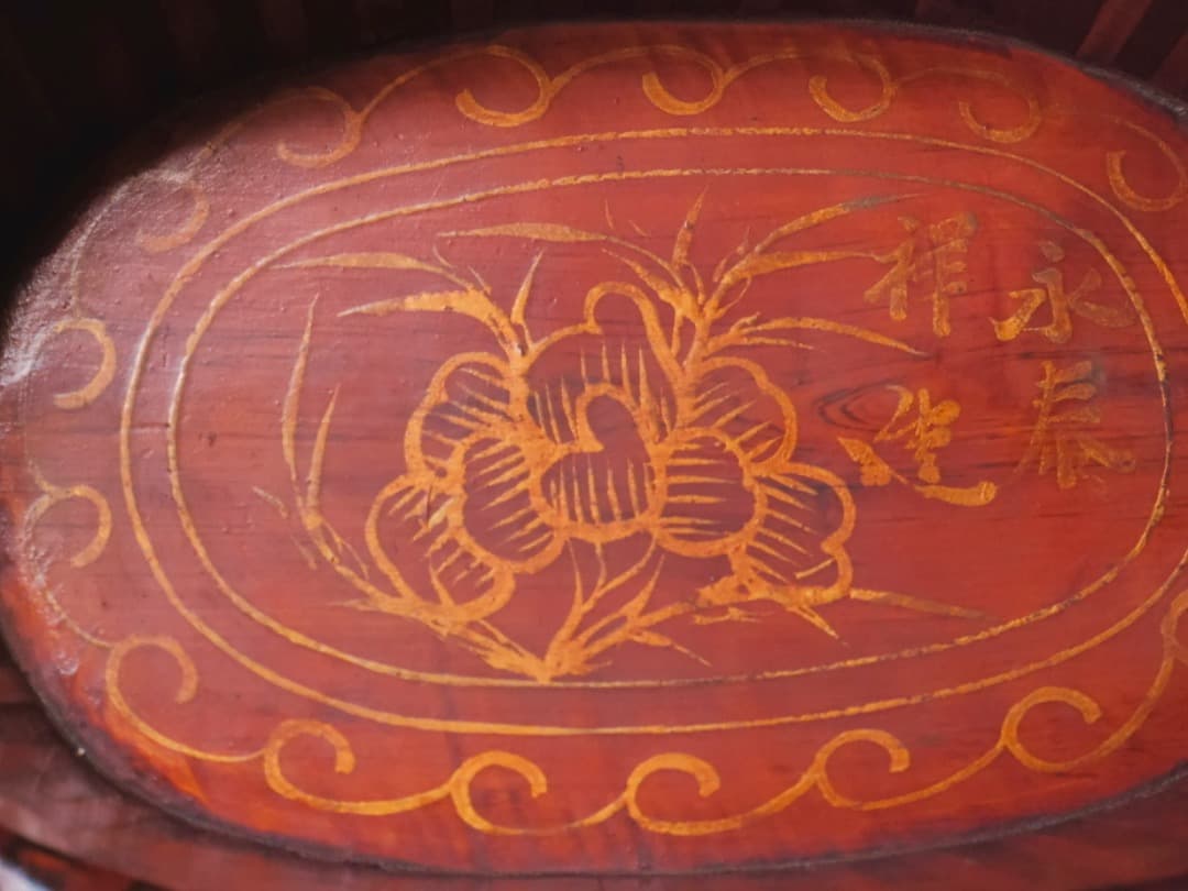 永泰祥造　唐木　寄木煙草盆　漆工芸　箱付　煙道具　茶道具Q2330