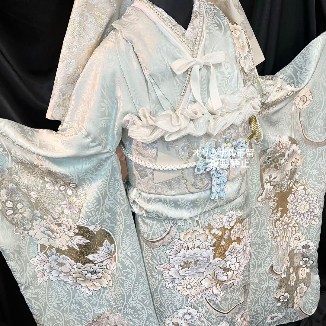 ■オーダー仕立て付き■新作■水色正絹振袖フルセット■振袖一式■成人式